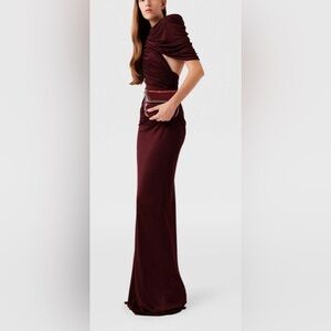 Stella McCartney Wrapped Over Draped Cape Gown Dark Cherry 14